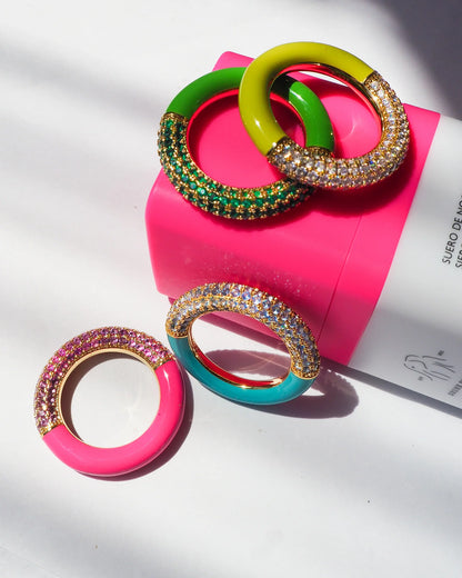 Pave Amalfi Ring - Neon Yellow - Gold