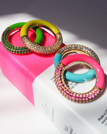 Pave Amalfi Ring - Neon Yellow - Gold