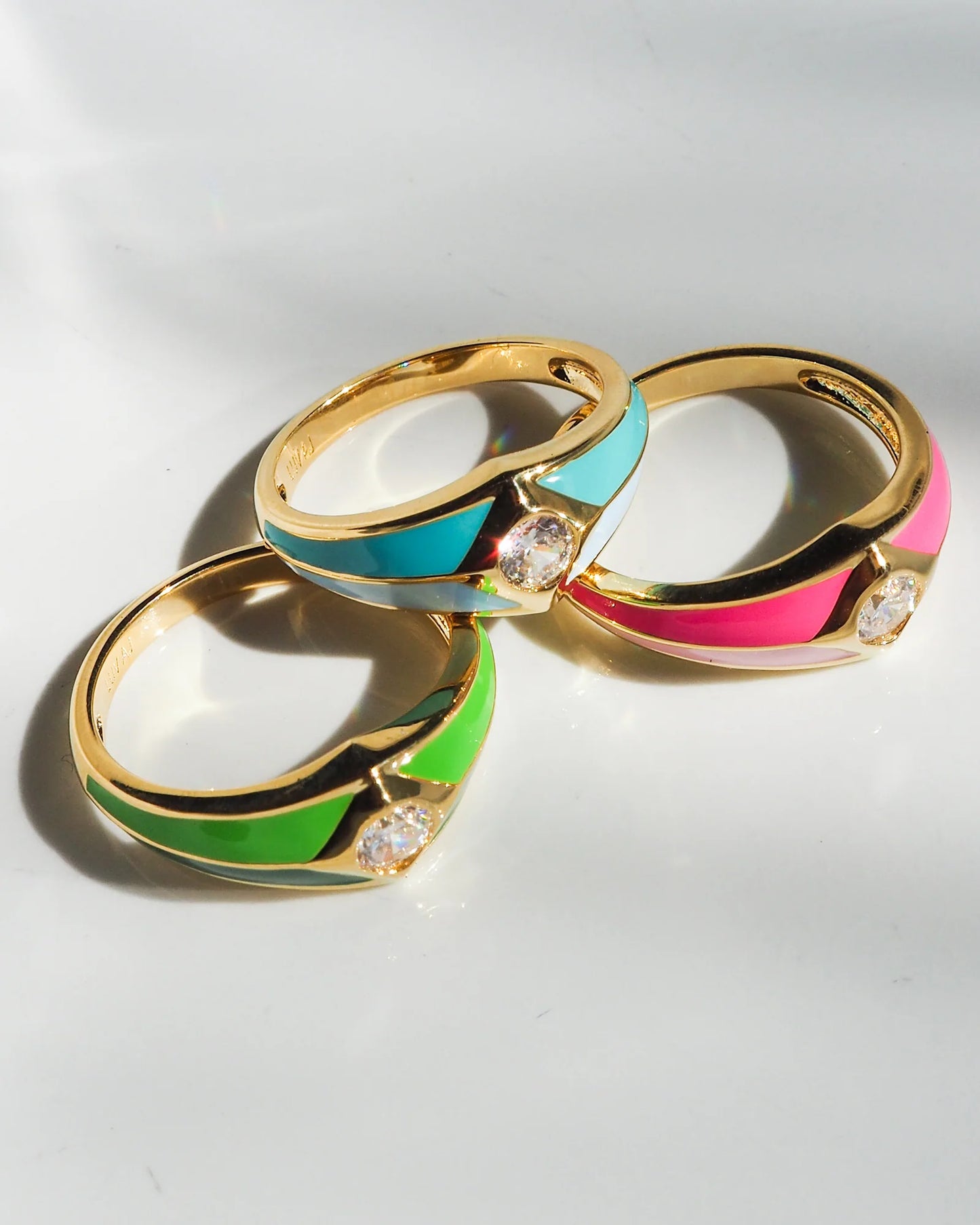 Pyramid Stud Signet Ring - Blue - Gold