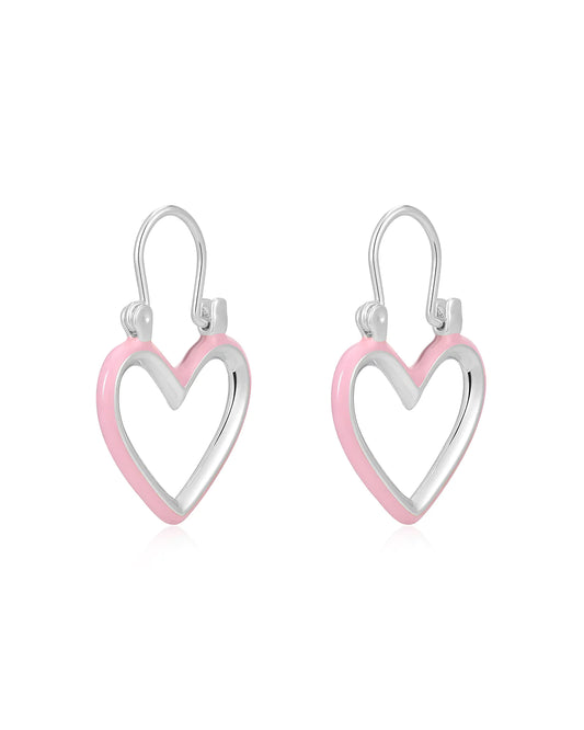 Mini Heartbreaker Hoops - Baby Pink - Silver