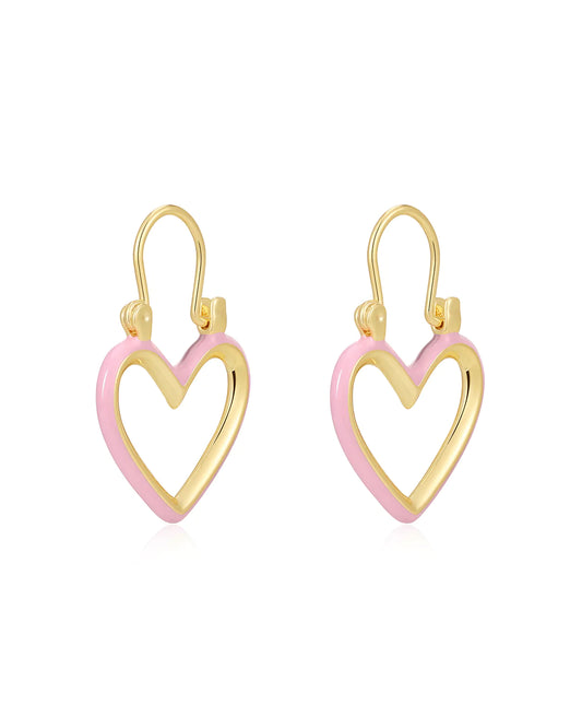 Mini Heartbreaker Hoops - Baby Pink - Gold