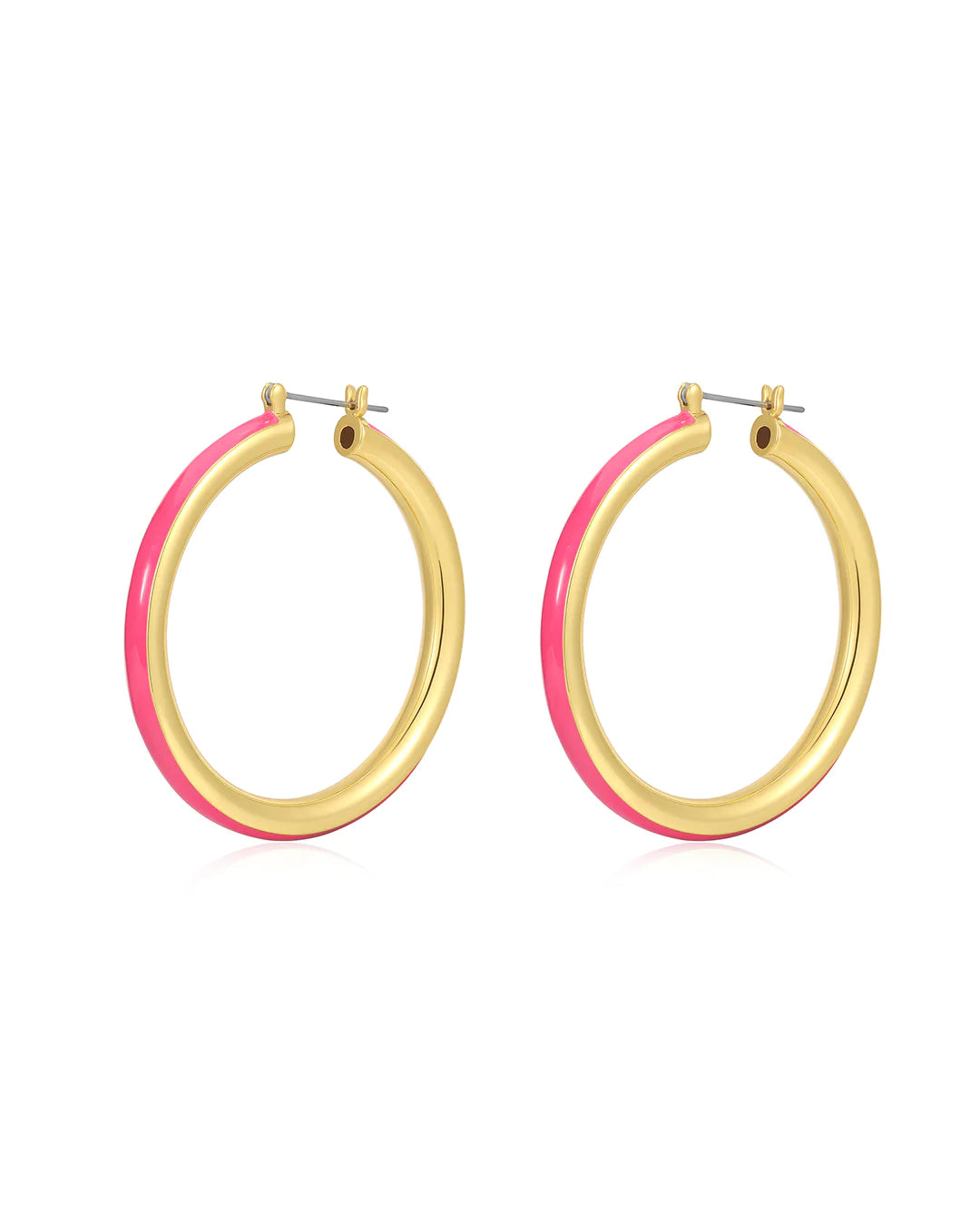 Stripe Amalfi Hoops - Hot Pink - Gold