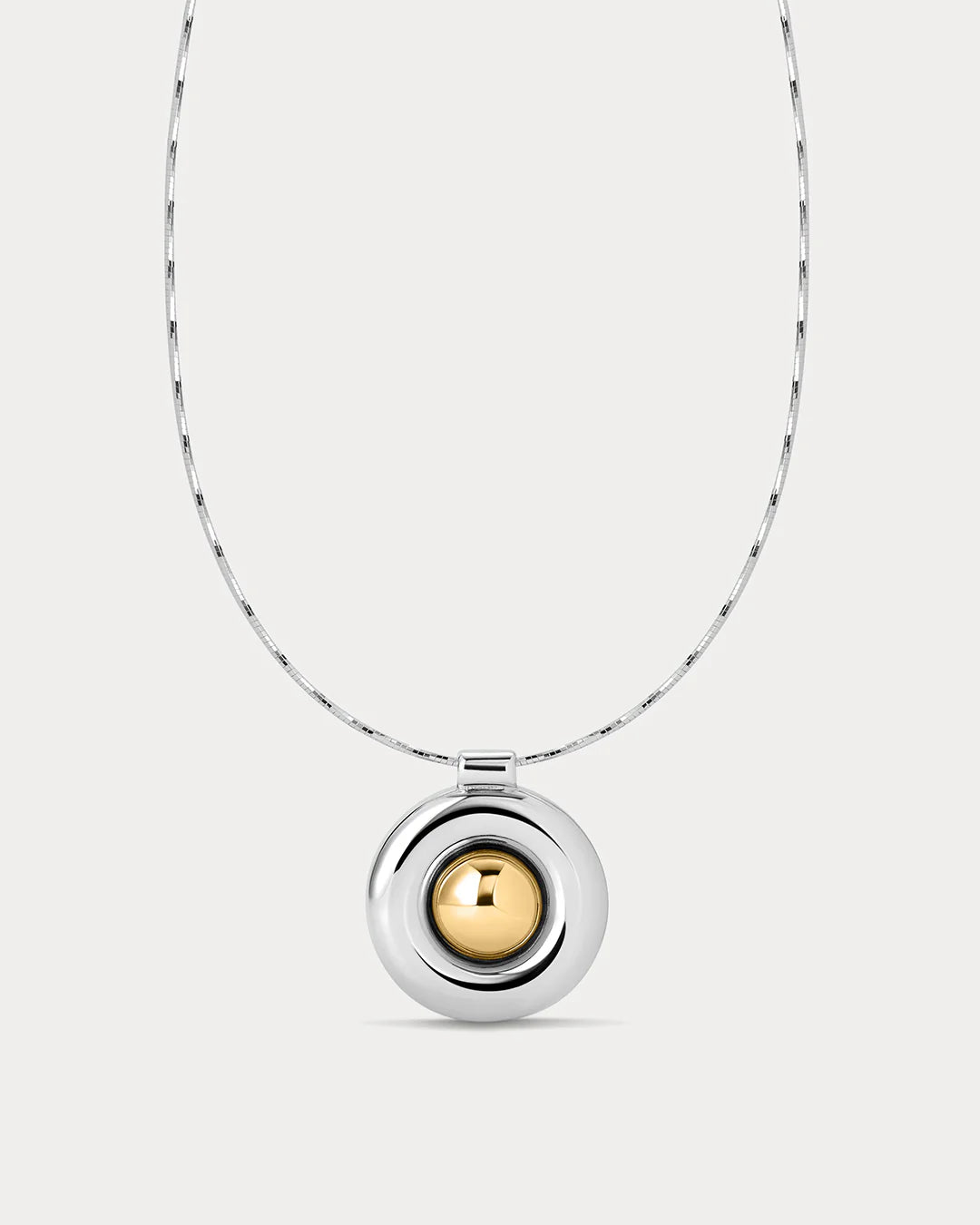 CHROME ORB PENDANT NECKLACE - SILVER